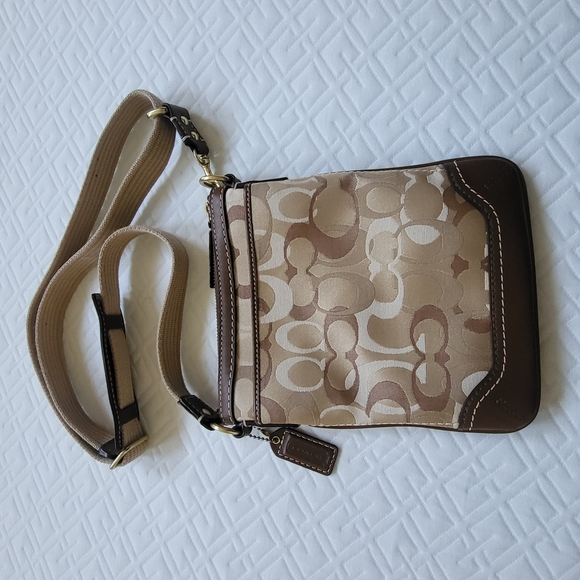 Coach Signature Crossbody Bag - Brown and Tan - Picture 1 of 10